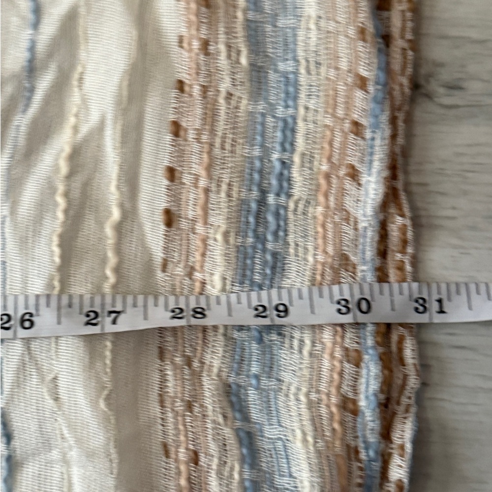Chic Striped V-Neck Blouse - White, Blue, Tan - Picture 10 of 10